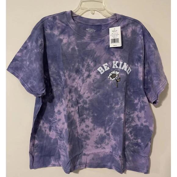 Mighty Fine Tops - Mighty Fine Womens 2x Purple Tie Dye Short Sleeved Crop Shirt NWT! A2956